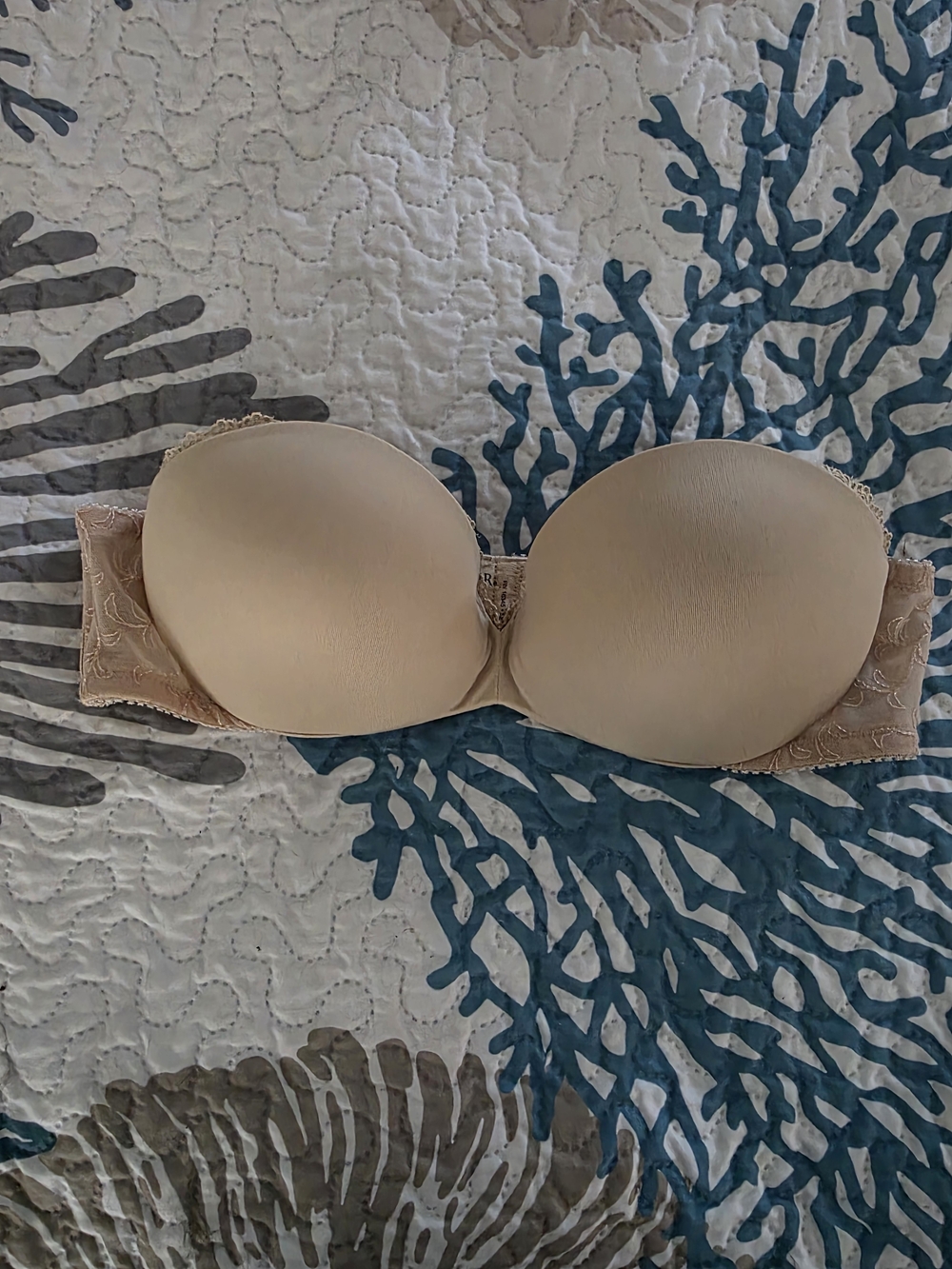 Vanity Fair Strapless Push-Up Bandeau Bra in Beige
